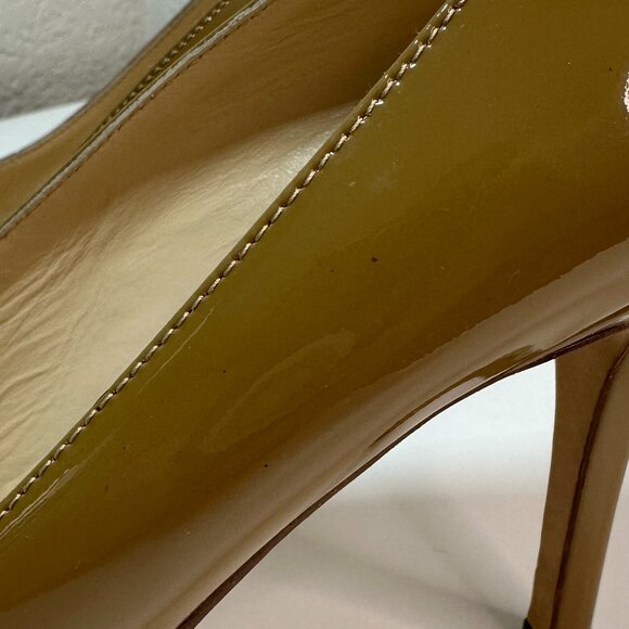 Kate Spade New York Patent Leather Classic Karolina Pumps Beige Camel Size 8.5 - Picture 9 of 14